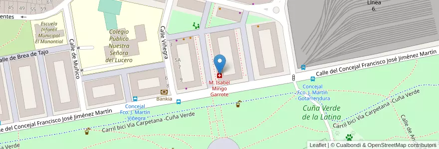 Mapa de ubicacion de M. Isabel Mingo Garrote en 西班牙, Comunidad De Madrid, Comunidad De Madrid, Área Metropolitana De Madrid Y Corredor Del Henares, Madrid.