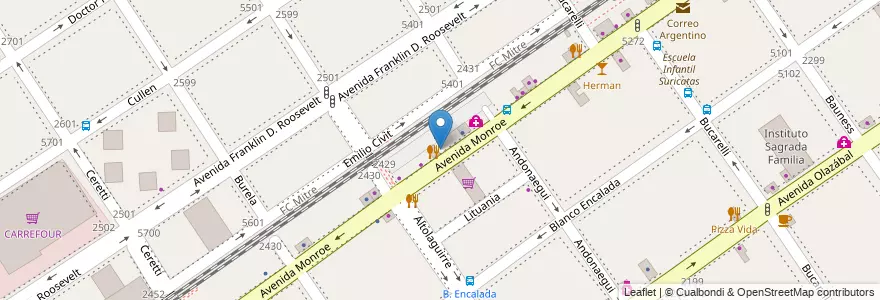 Mapa de ubicacion de M Veterinaria, Villa Urquiza en アルゼンチン, Ciudad Autónoma De Buenos Aires, Comuna 12, ブエノスアイレス.