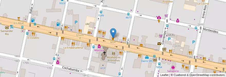 Mapa de ubicacion de M24 en アルゼンチン, サンタフェ州, Departamento Rosario, Municipio De Rosario, ロサリオ.