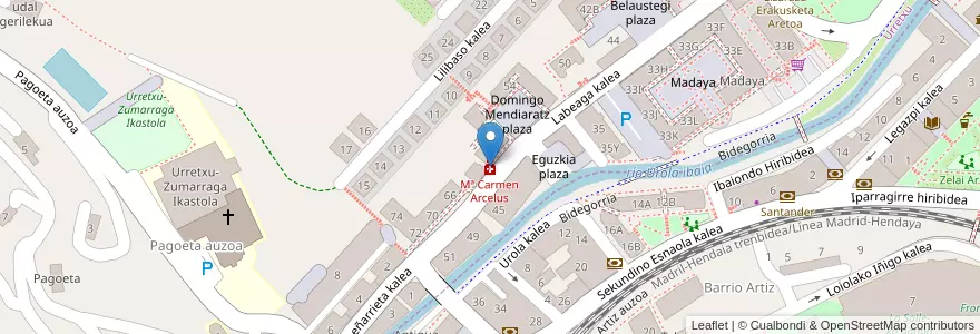 Mapa de ubicacion de Mª Carmen Arcelus en İspanya, Bask Bölgesi, Gipuzkoa, Goierri, Urretxu.