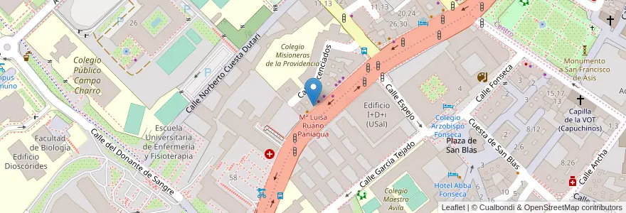 Mapa de ubicacion de Mª Luisa Ruano Paniagua en إسبانيا, قشتالة وليون, شلمنقة, دائرة شلمنقة, شلمنقة.