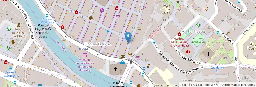 Mapa de ubicacion de Mabel en İspanya, Bask Bölgesi, Bizkaia, Bilboaldea, Bilbao.
