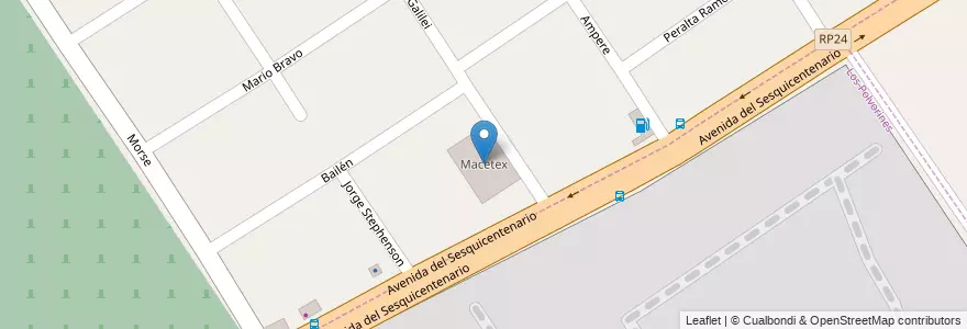 Mapa de ubicacion de Macetex en アルゼンチン, ブエノスアイレス州, Partido De Malvinas Argentinas, Pablo Nogués.