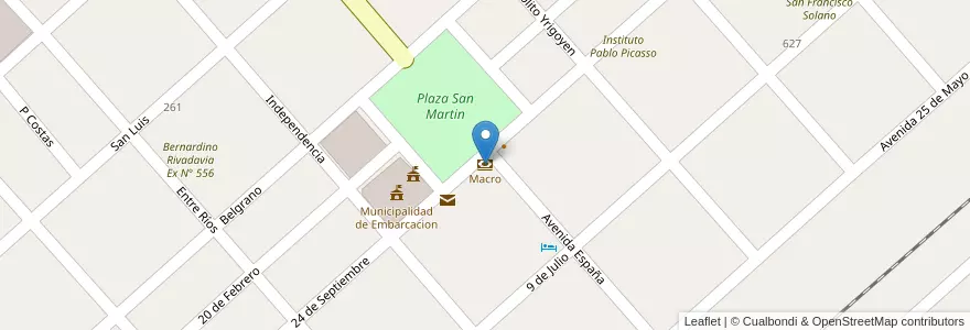 Mapa de ubicacion de Macro en الأرجنتين, Salta, General San Martín, Municipio De Embarcación.