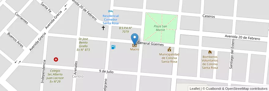 Mapa de ubicacion de Macro en Argentinien, Salta, Orán, Municipio De Colonia Santa Rosa, Colonia Santa Rosa.