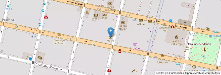 Mapa de ubicacion de Macro en アルゼンチン, トゥクマン州, San Miguel De Tucumán, Departamento Capital, San Miguel De Tucumán.
