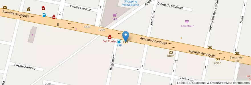 Mapa de ubicacion de macro en 阿根廷, Tucumán, Departamento Yerba Buena, Yerba Buena.