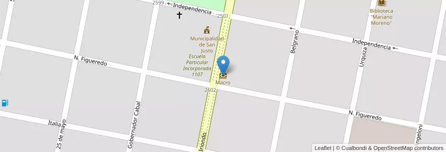 Mapa de ubicacion de Macro en Аргентина, Санта-Фе, Departamento San Justo, Municipio De San Justo, San Justo.