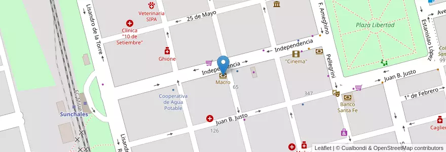 Mapa de ubicacion de Macro en الأرجنتين, سانتا في, Departamento Castellanos, Municipio De Sunchales.