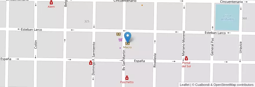 Mapa de ubicacion de Macro en アルゼンチン, コルドバ州, Departamento San Justo, Pedanía Juárez Celman, Municipio De Devoto, Devoto.