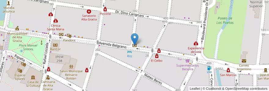 Mapa de ubicacion de Macro en Arjantin, Córdoba, Departamento Santa María, Pedanía Alta Gracia, Municipio De Alta Gracia, Alta Gracia.