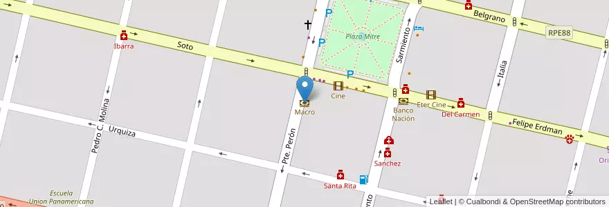 Mapa de ubicacion de Macro en Arjantin, Córdoba, Departamento San Javier, Pedanía Dolores, Municipio De Villa Dolores, Villa Dolores.