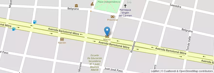Mapa de ubicacion de Macro en 阿根廷, 布宜诺斯艾利斯省, Partido De Carmen De Areco, Carmen De Areco.
