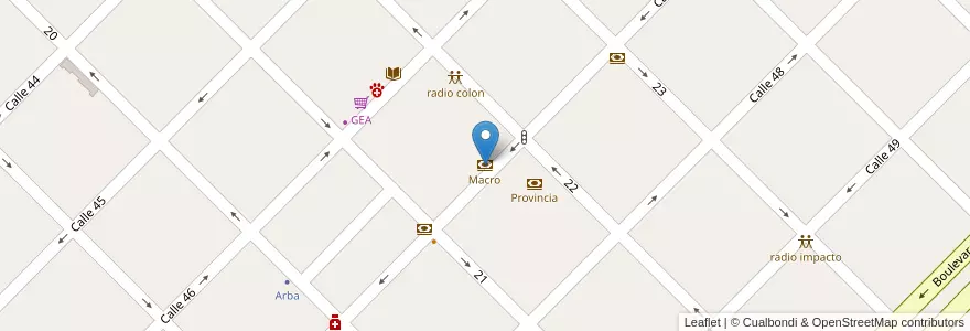 Mapa de ubicacion de Macro en Argentina, Buenos Aires, Partido De Colón, Colón.