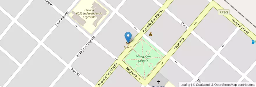 Mapa de ubicacion de Macro en Argentinien, Santa Fe, Departamento General López, Municipio De Wheelwright, Wheelwright.