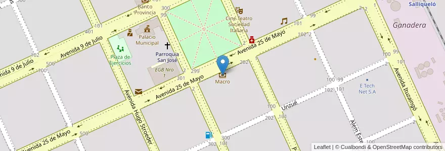 Mapa de ubicacion de Macro en Arjantin, Buenos Aires, Partido De Salliqueló.