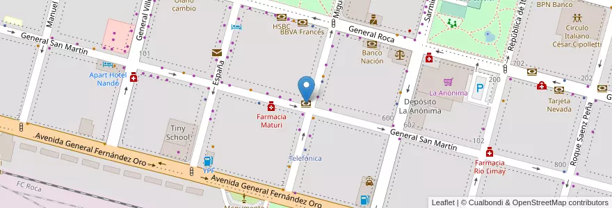 Mapa de ubicacion de Macro en 阿根廷, 智利, 内格罗河省, Cipolletti, Departamento General Roca.