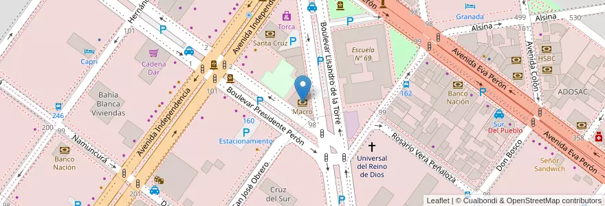 Mapa de ubicacion de Macro en Arjantin, Santa Cruz, Şili, Mercado De La Ciudad, Deseado, Caleta Olivia.
