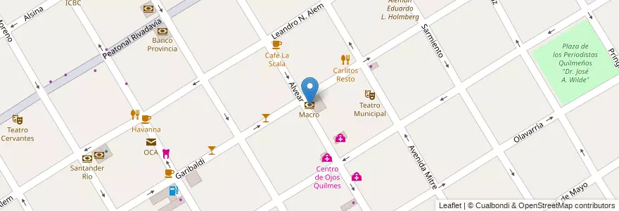 Mapa de ubicacion de Macro en 阿根廷, 布宜诺斯艾利斯省, Partido De Quilmes, Quilmes.