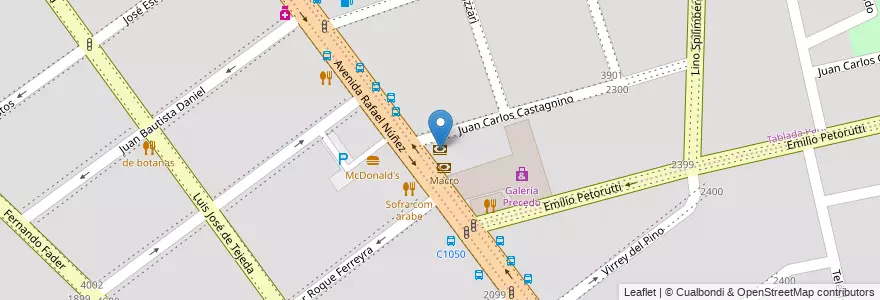 Mapa de ubicacion de Macro en Аргентина, Кордова, Departamento Capital, Pedanía Capital, Córdoba, Municipio De Córdoba.