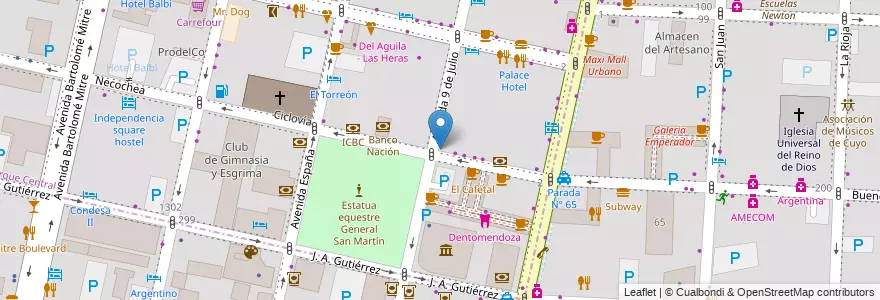 Mapa de ubicacion de Macro en 阿根廷, 智利, Mendoza, Departamento Capital, Ciudad De Mendoza.