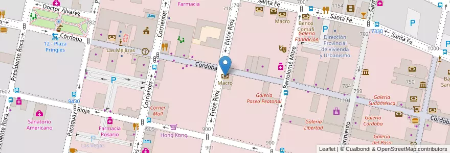 Mapa de ubicacion de Macro en アルゼンチン, サンタフェ州, Departamento Rosario, Municipio De Rosario, ロサリオ.