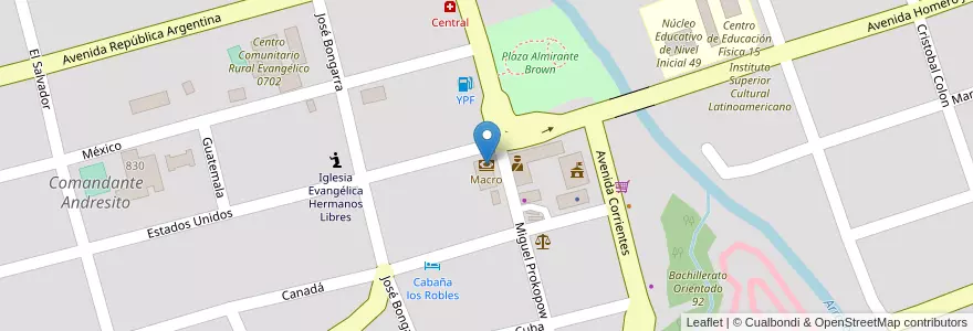 Mapa de ubicacion de Macro en アルゼンチン, ミシオネス州, Departamento General Manuel Belgrano, Municipio De Comandante Andresito, Comandante Andresito.