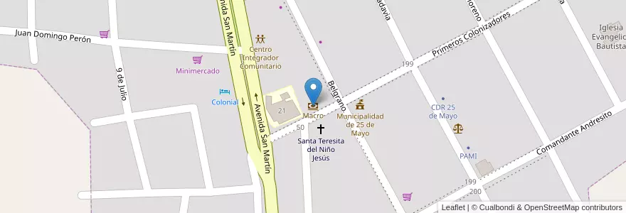 Mapa de ubicacion de Macro en الأرجنتين, Misiones, Departamento Veinticinco De Mayo, Municipio De Veinticinco De Mayo, Veinticinco De Mayo.