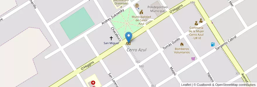 Mapa de ubicacion de Macro en Arjantin, Misiones, Departamento Leandro N. Alem, Municipio De Cerro Azul, Cerro Azul.