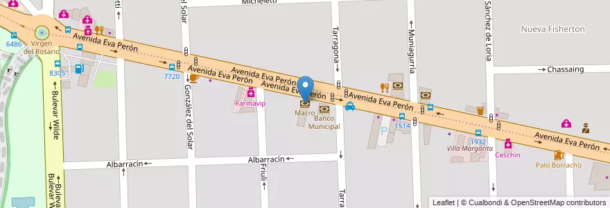 Mapa de ubicacion de Macro en آرژانتین, سانتافه, Departamento Rosario, Municipio De Rosario, تسبیح.
