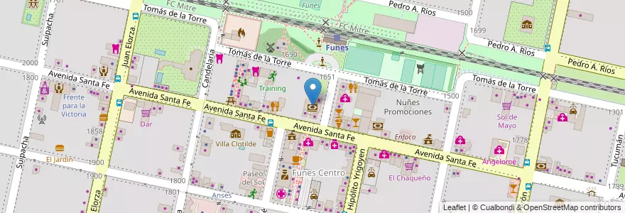 Mapa de ubicacion de Macro Bisel en Argentina, Santa Fe, Departamento Rosario, Municipio De Funes, Funes.