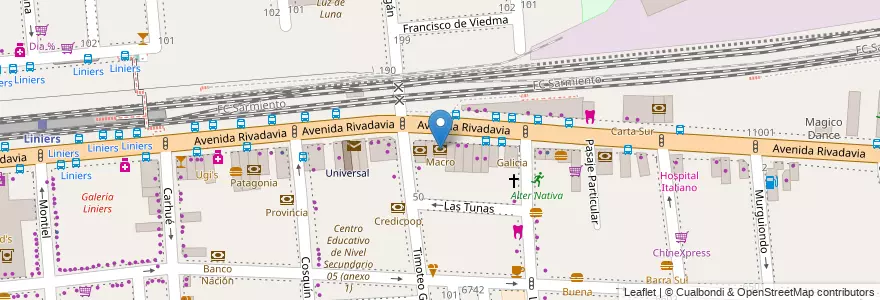 Mapa de ubicacion de Macro, Liniers en الأرجنتين, Ciudad Autónoma De Buenos Aires, Comuna 9, Buenos Aires.