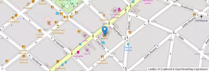 Mapa de ubicacion de Macro, Palermo en Argentinië, Ciudad Autónoma De Buenos Aires, Buenos Aires, Comuna 14.