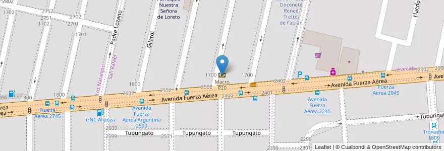 Mapa de ubicacion de Macro R20 en الأرجنتين, Córdoba, Departamento Capital, Pedanía Capital, Córdoba, Municipio De Córdoba.