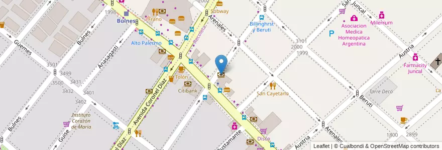 Mapa de ubicacion de Macro, Recoleta en الأرجنتين, Ciudad Autónoma De Buenos Aires, Comuna 2, Buenos Aires.