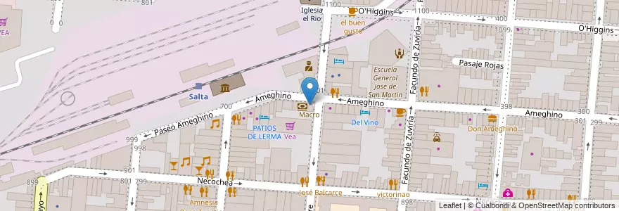 Mapa de ubicacion de Macro en アルゼンチン, サルタ州, Capital, Municipio De Salta, Salta.