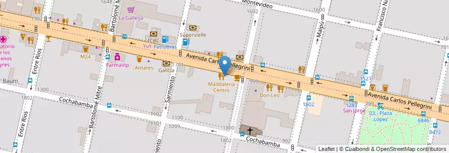 Mapa de ubicacion de Maddalenitos en アルゼンチン, サンタフェ州, Departamento Rosario, Municipio De Rosario, ロサリオ.