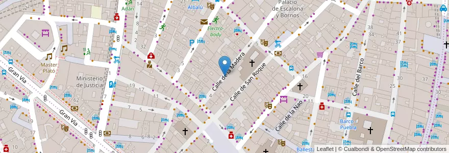 Mapa de ubicacion de MADERA, CALLE, DE LA,7 en إسبانيا, منطقة مدريد, منطقة مدريد, Área Metropolitana De Madrid Y Corredor Del Henares, مدريد.