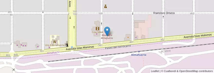 Mapa de ubicacion de Maderera Almafuerte en Arjantin, Córdoba, Departamento Tercero Arriba, Pedanía Salto, Municipio De Almafuerte, Almafuerte.