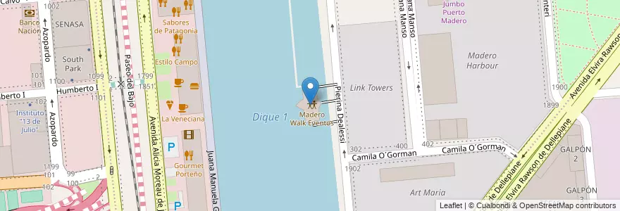 Mapa de ubicacion de Madero Walk Eventos, Puerto Madero en Argentina, Ciudad Autónoma De Buenos Aires, Comuna 1, Buenos Aires.