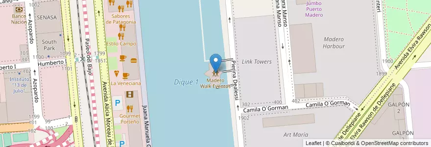 Mapa de ubicacion de Madero Walk Eventos, Puerto Madero en Argentine, Ciudad Autónoma De Buenos Aires, Comuna 1, Buenos Aires.