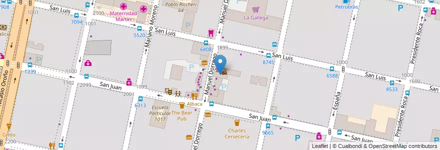 Mapa de ubicacion de Madison Pub en アルゼンチン, サンタフェ州, Departamento Rosario, Municipio De Rosario, ロサリオ.