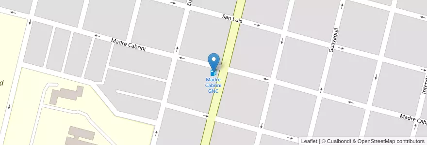 Mapa de ubicacion de Madre Cabrini GNC en アルゼンチン, サンルイス州, General Pedernera, Villa Mercedes, Municipio De Villa Mercedes.