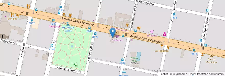 Mapa de ubicacion de Madre Cabrini en الأرجنتين, سانتا في, Departamento Rosario, Municipio De Rosario, روساريو.