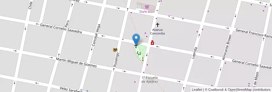 Mapa de ubicacion de Madre Maravillas de Jesús en Argentina, Entre Ríos, Departamento Concordia, Distrito Suburbios, Concordia, Concordia.