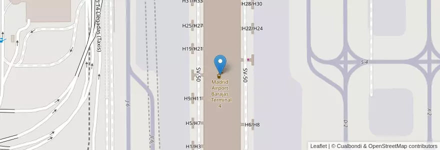 Mapa de ubicacion de Madrid Airport Barajas - Terminal 4 en スペイン, マドリード州, Comunidad De Madrid, Área Metropolitana De Madrid Y Corredor Del Henares, Madrid.