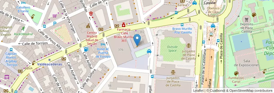 Mapa de ubicacion de Madrid Centro Santa Bárbara. Pedro Moreno en إسبانيا, منطقة مدريد, منطقة مدريد, Área Metropolitana De Madrid Y Corredor Del Henares, مدريد.