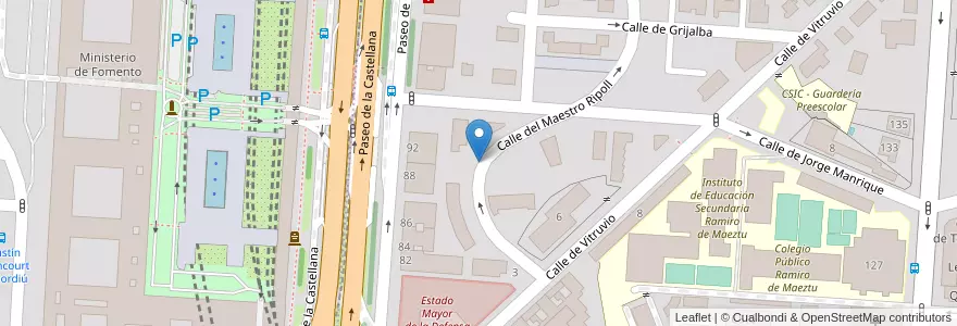 Mapa de ubicacion de MAESTRO RIPOLL, CALLE, DEL,9 en اسپانیا, بخش خودمختار مادرید, بخش خودمختار مادرید, Área Metropolitana De Madrid Y Corredor Del Henares, مادرید.