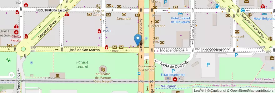 Mapa de ubicacion de Maestros Pizzeros en Argentina, Cile, Provincia Di Neuquén, Departamento Confluencia, Municipio De Neuquén, Neuquén.