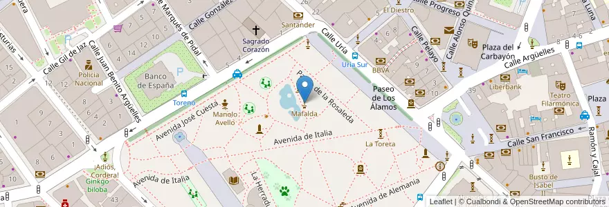 Mapa de ubicacion de Mafalda en Spanje, Asturië, Asturië, Oviedo.